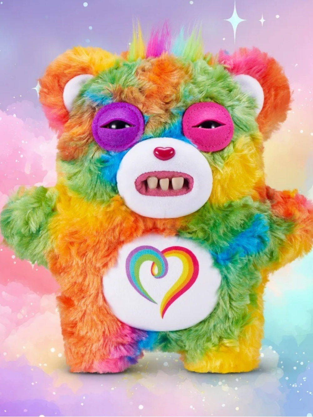 Fuggler X Care Bears - Rainbow Plush Bear Toy with Heart Belly Patch